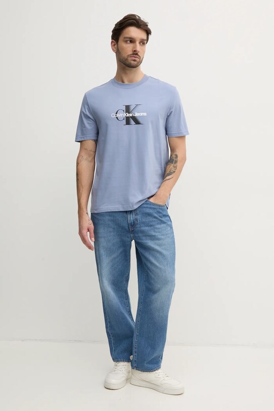Calvin Klein Jeans t-shirt bawełniany J30J327471 niebieski SS25