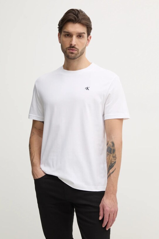 Calvin Klein Jeans tricou din bumbac J30J327473 alb SS25
