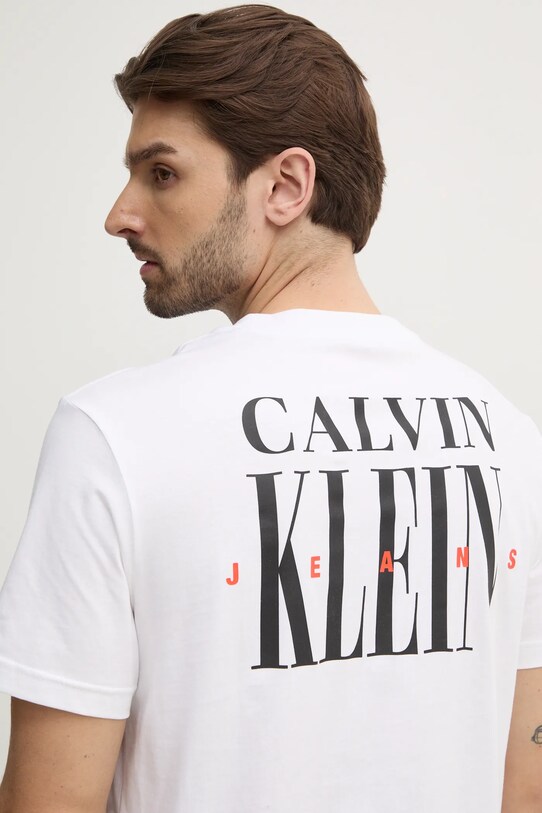 Îmbrăcăminte Calvin Klein Jeans tricou din bumbac J30J327473 alb