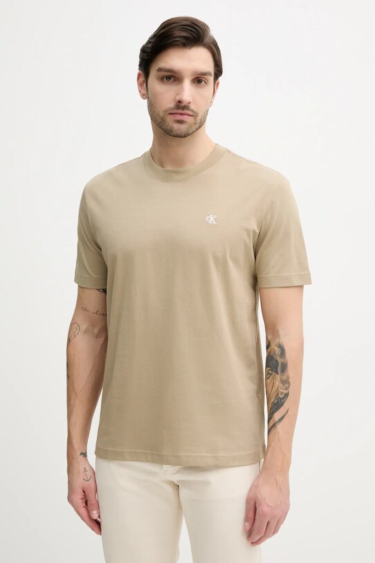 Oblečenie Bavlnené tričko Calvin Klein Jeans J30J327473 béžová