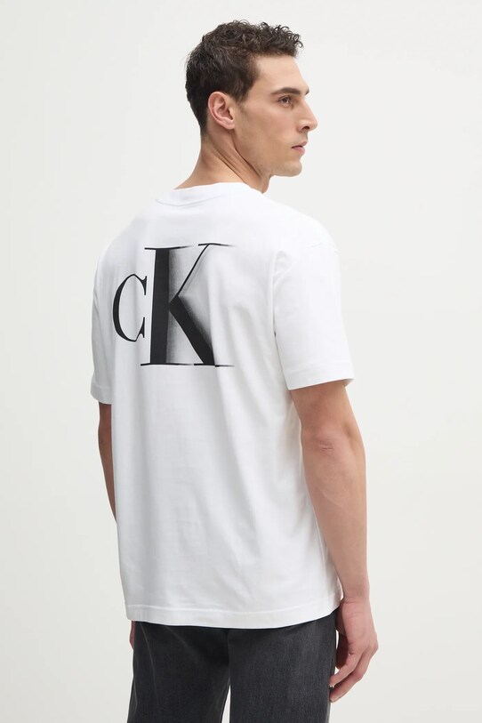 Îmbrăcăminte Calvin Klein Jeans tricou din bumbac J30J327475 alb