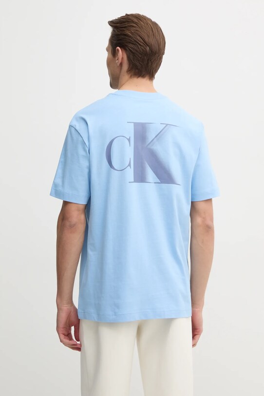 Oblečenie Bavlnené tričko Calvin Klein Jeans J30J327475 modrá