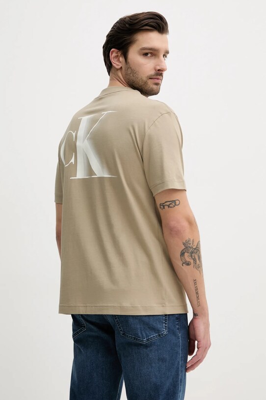 Îmbrăcăminte Calvin Klein Jeans tricou din bumbac J30J327475 bej
