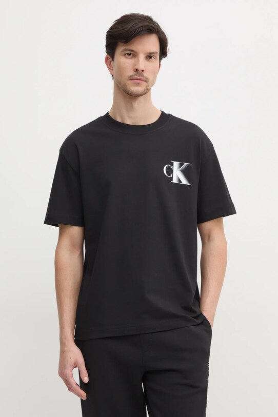 Oblečenie Bavlnené tričko Calvin Klein Jeans J30J327475 čierna