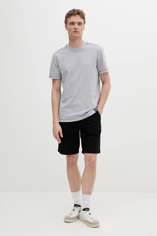 Bombažna kratka majica Calvin Klein Jeans J30J327267 modra SS25