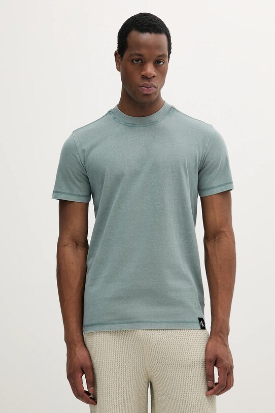 Bavlnené tričko Calvin Klein Jeans relaxed zelená J30J327267