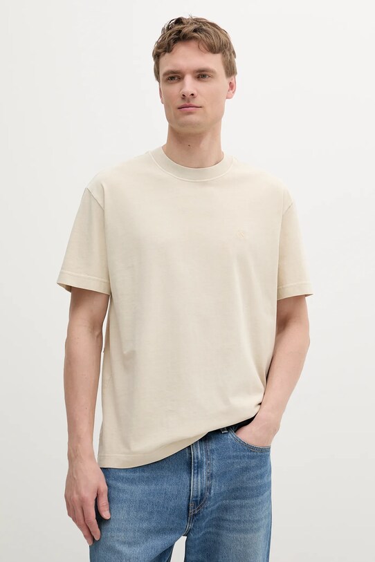 Bavlnené tričko Calvin Klein Jeans J30J327488 béžová SS25