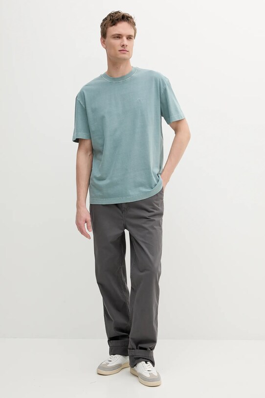 Памучна тениска Calvin Klein Jeans J30J327488 зелен SS25