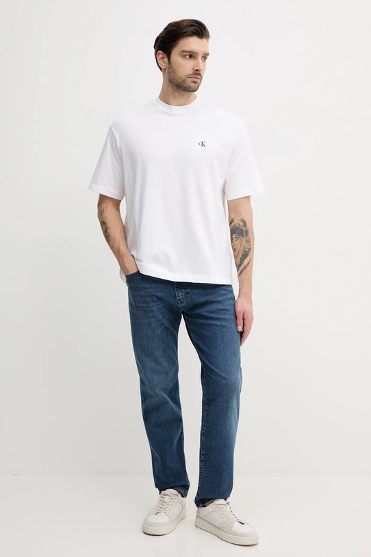 Bavlněné tričko Calvin Klein Jeans LV040HM229 bílá SS25