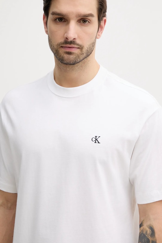 Bavlněné tričko Calvin Klein Jeans bílá LV040HM229