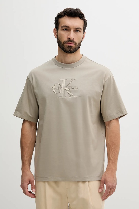 Хлопковая футболка Calvin Klein Jeans relaxed бежевый LV04RB295G