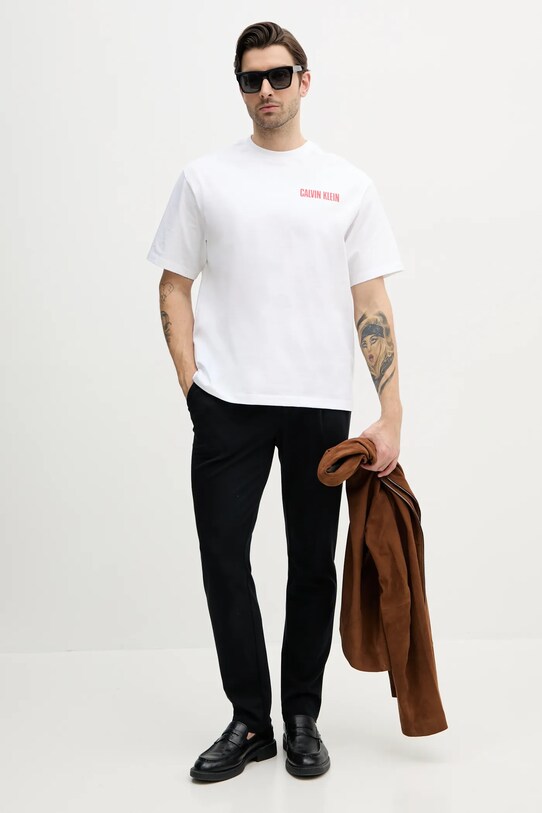 Bavlnené tričko Calvin Klein Jeans LV04RB851G biela SS25