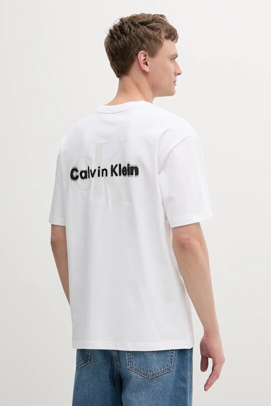 Calvin Klein Jeans tricou din bumbac print alb LV04RAB812