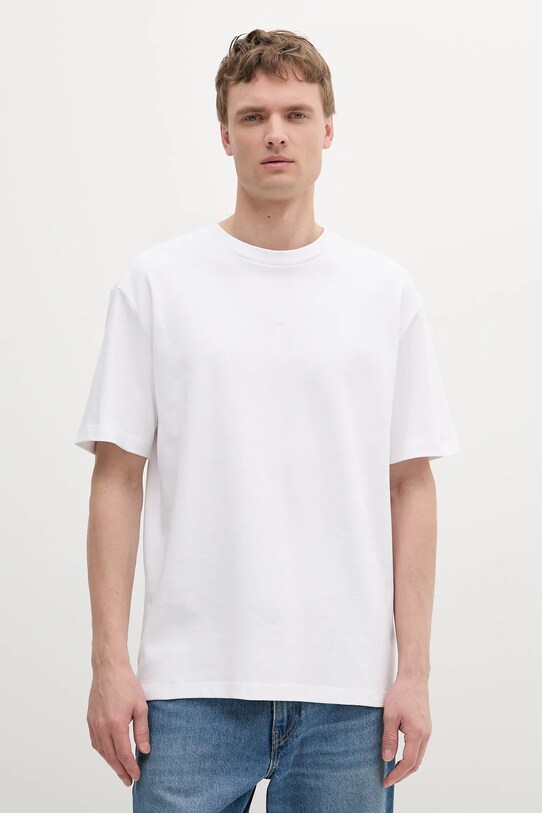 Calvin Klein Jeans tricou din bumbac LV04RAB812 alb SS25