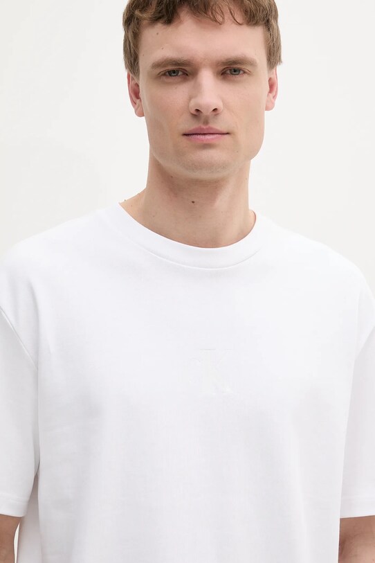 Îmbrăcăminte Calvin Klein Jeans tricou din bumbac LV04RAB812 alb