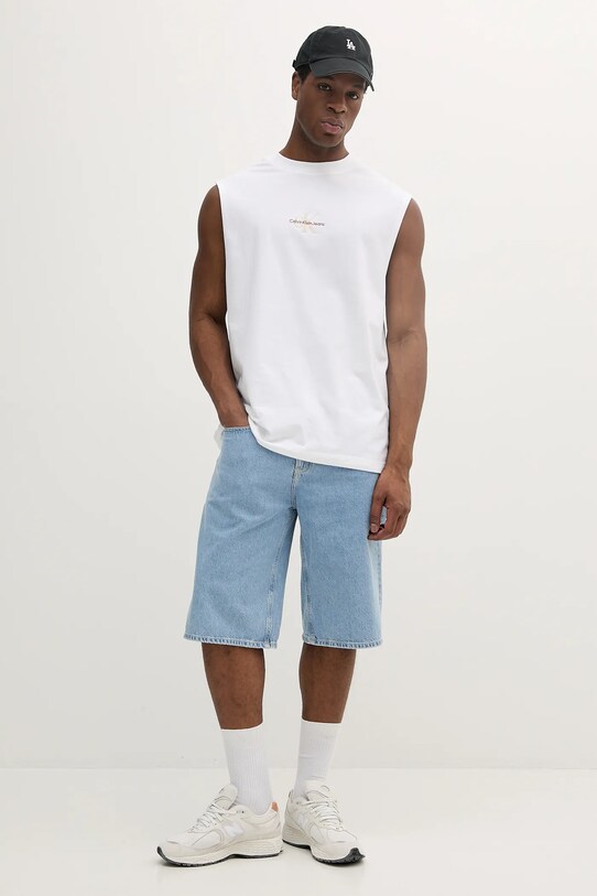 Bavlnené tričko Calvin Klein Jeans J30J327493 biela SS25