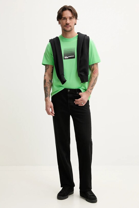 Karl Lagerfeld Jeans tricou din bumbac A2M17041 verde SS25