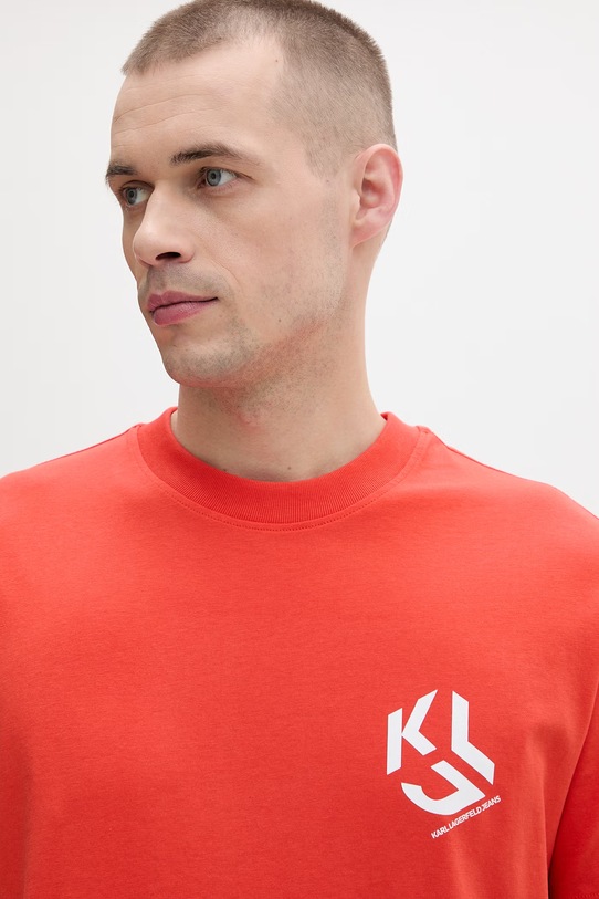 Karl Lagerfeld Jeans t-shirt męski z bawełny czerwony A2M17072