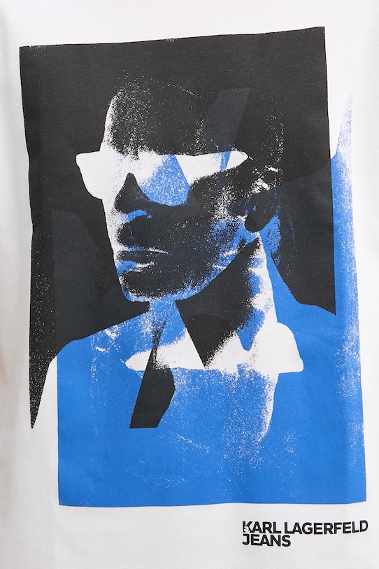 Βαμβακερό μπλουζάκι Karl Lagerfeld Jeans λευκό A2M17036