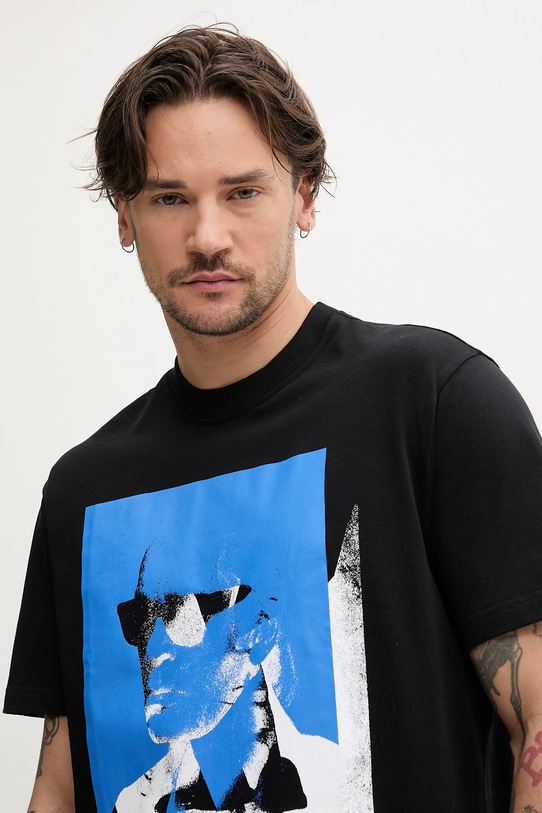 Хлопковая футболка Karl Lagerfeld Jeans чёрный A2M17036