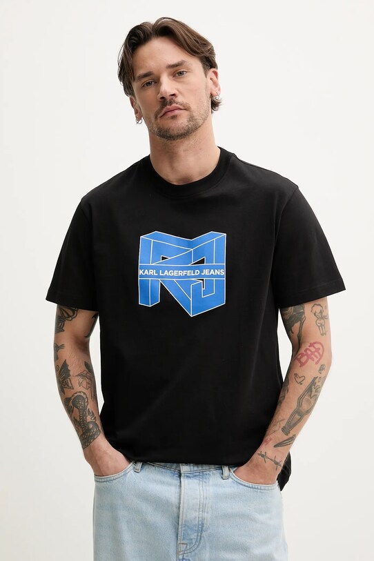 Karl Lagerfeld Jeans t-shirt bawełniany nadruk czarny A2M17037