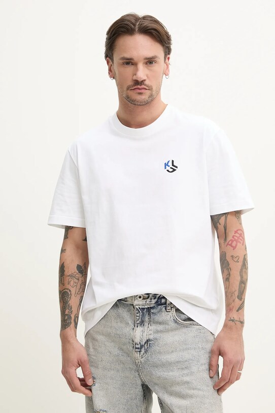 Bavlnené tričko Karl Lagerfeld Jeans nášivka biela A2M17050