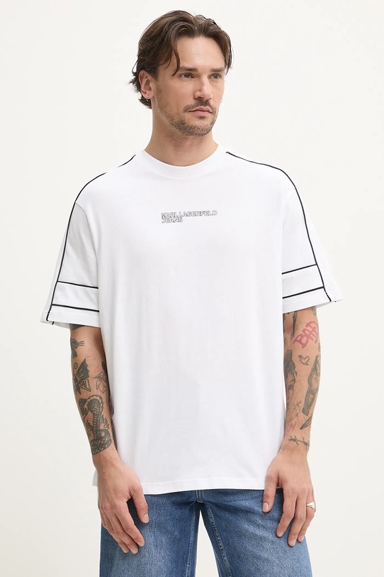 Karl Lagerfeld Jeans tricou din bumbac imprimeu alb A2M17052