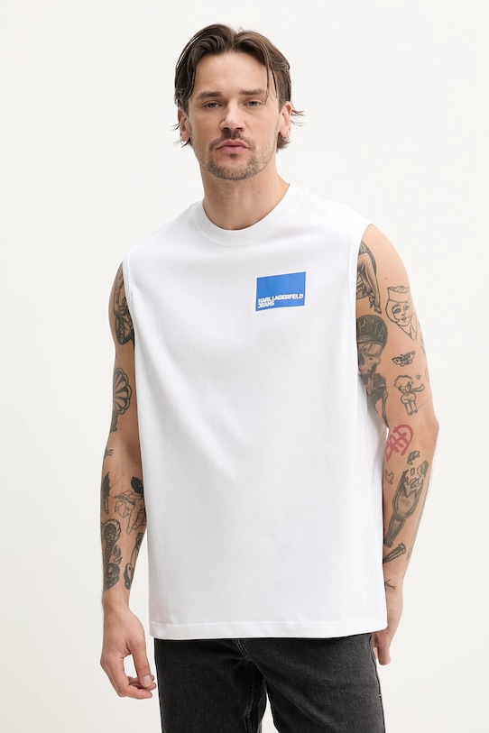 Bavlněné tričko Karl Lagerfeld Jeans potisk bílá A2M17053