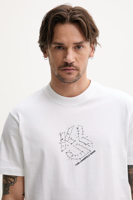 Karl Lagerfeld Jeans t-shirt bawełniany biały A2M17073