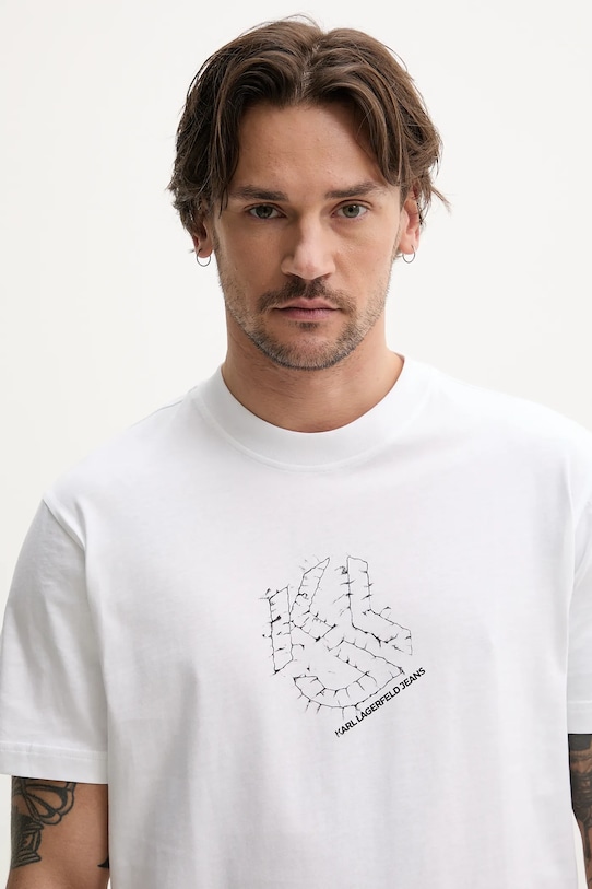 Karl Lagerfeld Jeans tricou din bumbac alb A2M17073