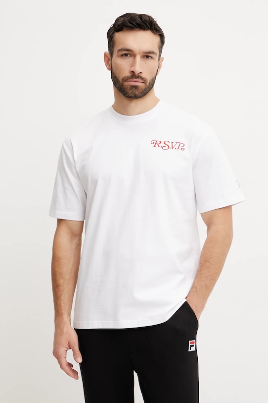 Fila tricou din bumbac Langeweg imprimeu alb FAM0907