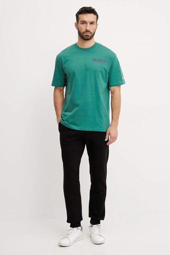 Fila t-shirt bawełniany Langeweg FAM0907 zielony SS25