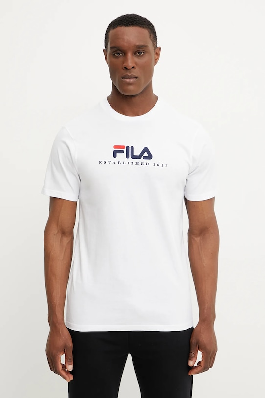 Fila tricou din bumbac Brill imprimeu alb FAU0200