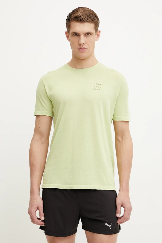 Футболка Compressport Podium бавовна зелений ATSM554