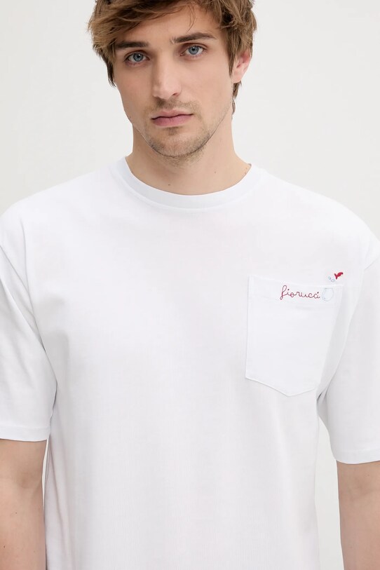 Fiorucci t-shirt bawełniany Fish Bowl Logo Pocket Relaxed Fit T-Shirt biały M02SMTSH101CJ01WH10