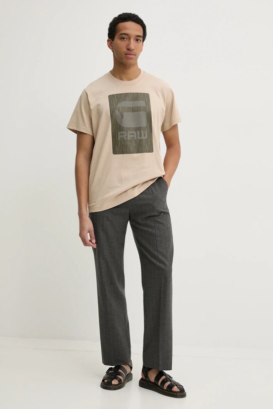 G-Star tricou din bumbac D26478.C336 bej SS25