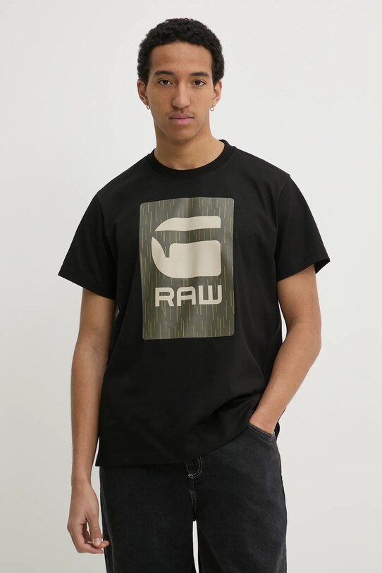 G-Star tricou din bumbac print negru D26478.C336