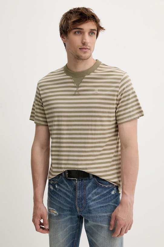 G-Star t-shirt bawełniany wzorzyste beżowy D25961.C339