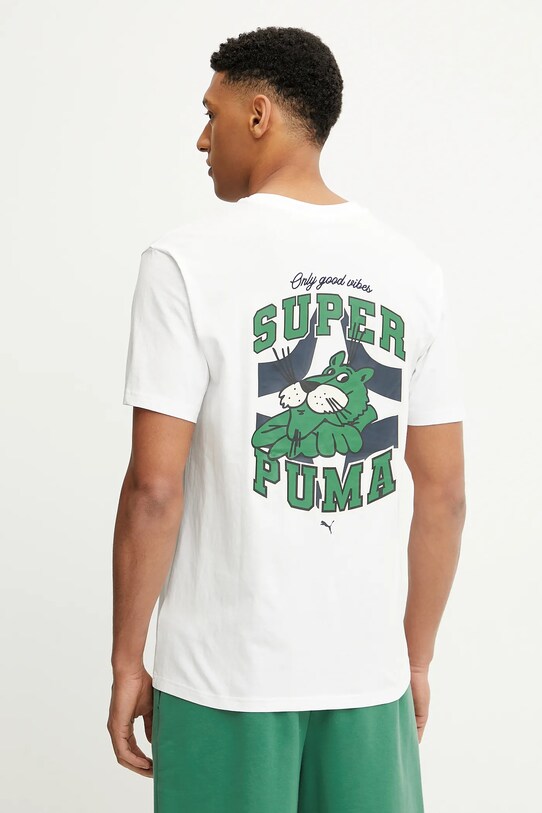 Puma t-shirt in cotone rilassato bianco 629639
