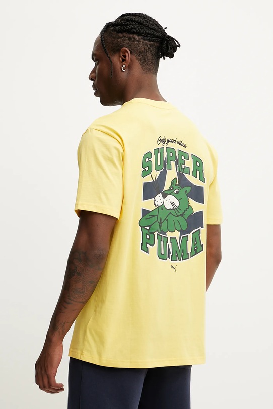 Puma tricou din bumbac print galben 629639