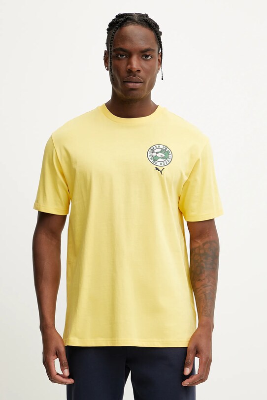 Βαμβακερό μπλουζάκι Puma 629639 κίτρινο SS25