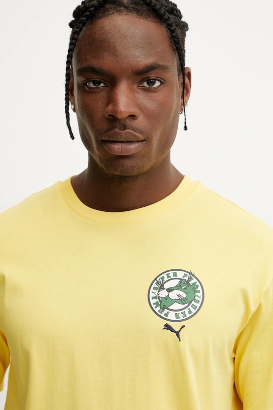 Puma tricou din bumbac galben 629639