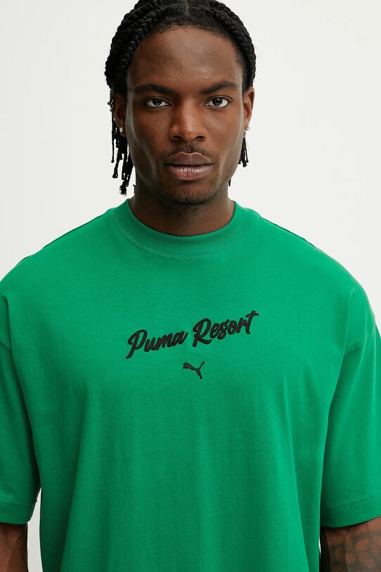 Puma t-shirt bawełniany zielony 629666