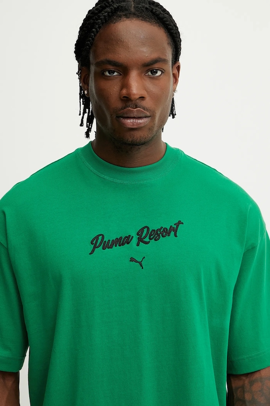 Bavlněné tričko Puma zelená 629666