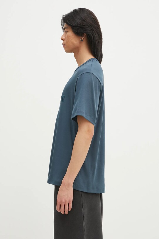 Helmut Lang t-shirt in cotone Logo Ov Tee.Hvy Ever O04HM599 turchese SS25