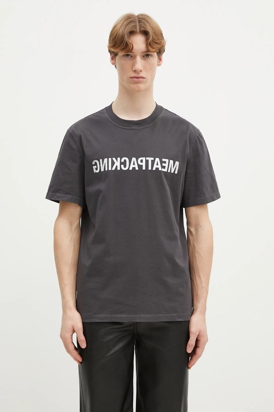 Helmut Lang t-shirt bawełniany Meatpacking T.Mal Lt nadruk szary O10HM514