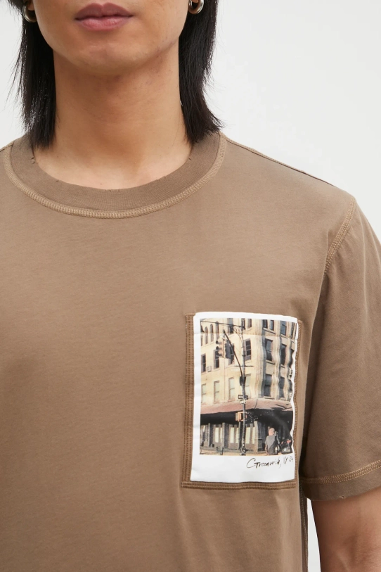 Helmut Lang t-shirt in cotone Pstcard T Grnwch.Mal marrone O10HM515