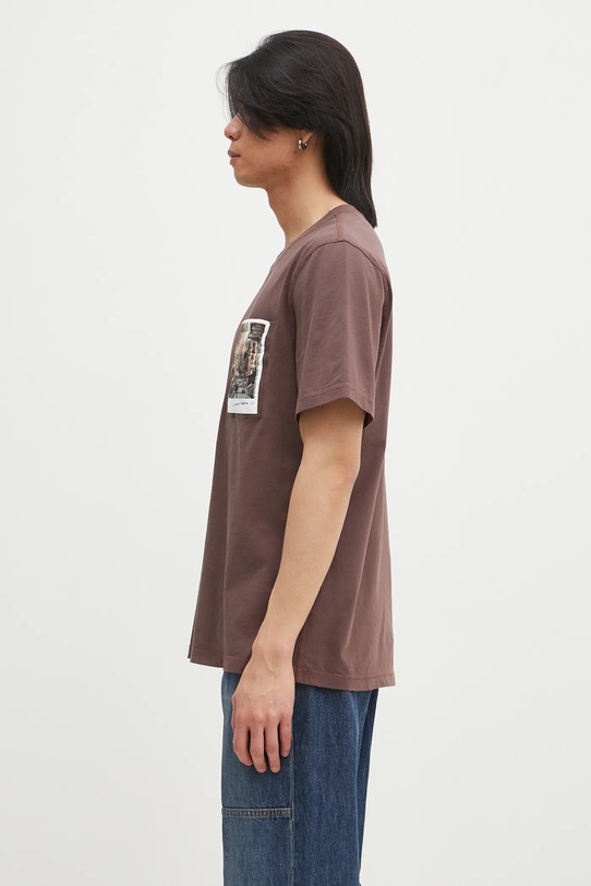 Helmut Lang t-shirt bawełniany Pstcard T Dtown.Mal O10HM518 brązowy SS25