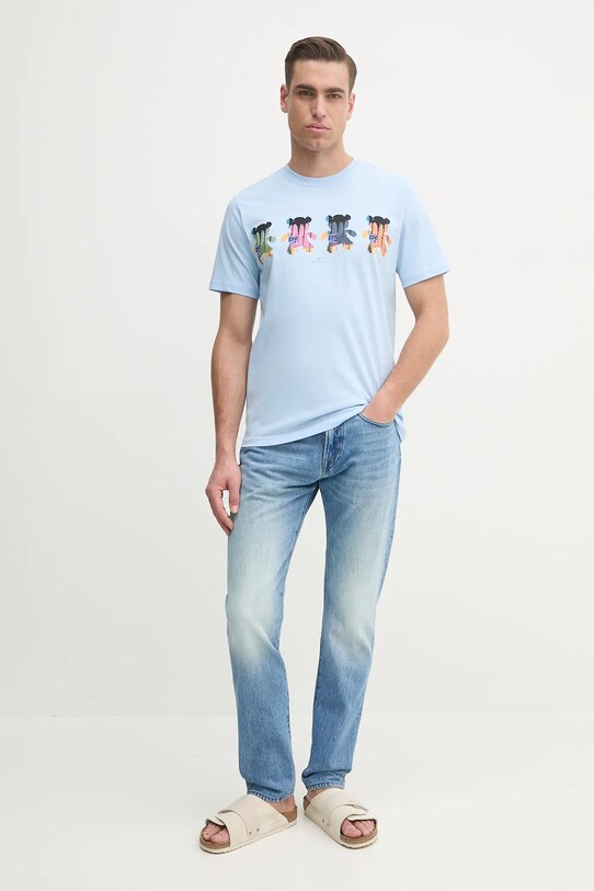 PS Paul Smith tricou din bumbac M2R.011R.PP5131 albastru SS25
