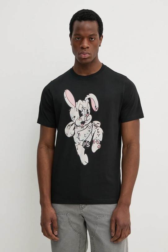 Bavlněné tričko PS Paul Smith potisk černá M2R.011R.PP5132